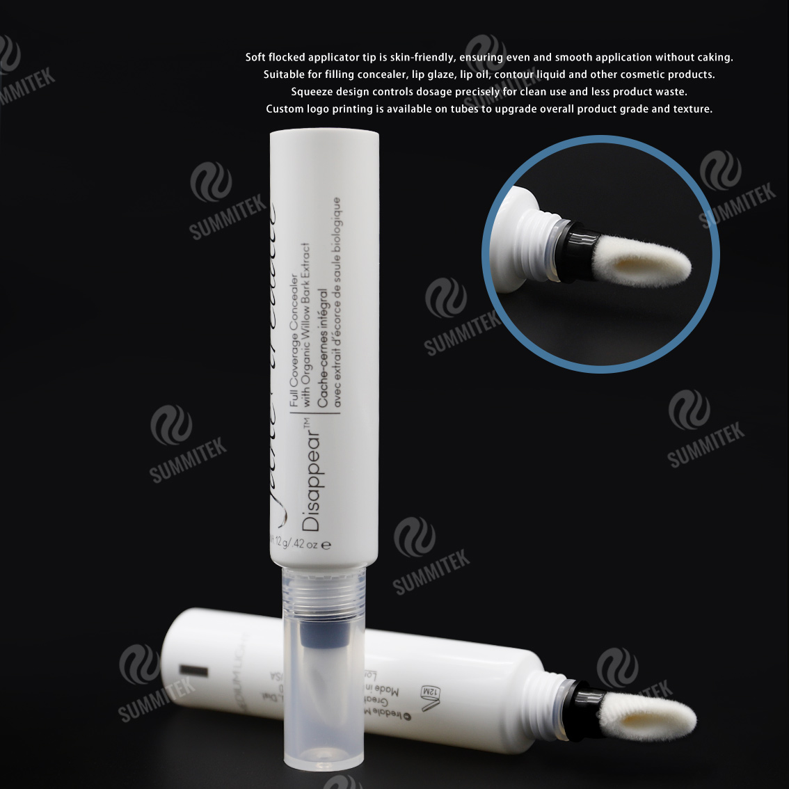 D19 Flocked Tip Tube | بسته بندی کانسیلر اپلیکاتور نرم